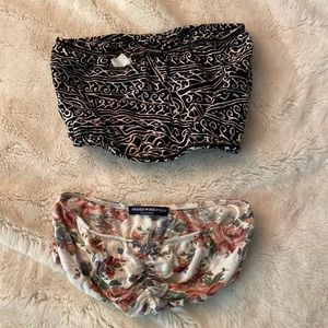 Brandy Melville floral black white bandeau crop tops